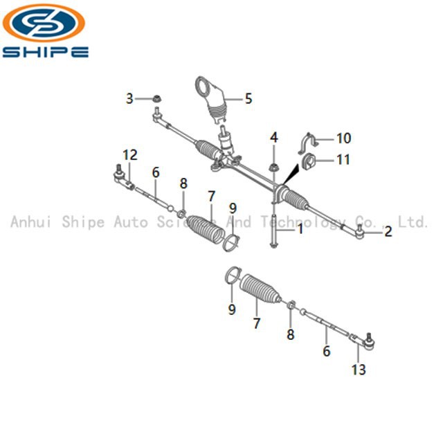 MECHANICAL STEERING GEAR WITH TIE ROD J69 FOR CHERY TIGGO 2 TIGGO 3X